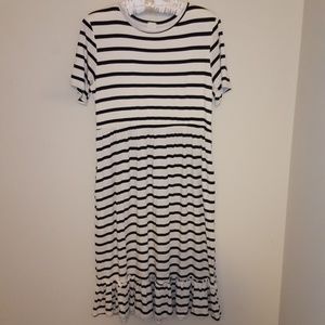 Black and white striped dress